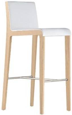 Стул деревянный барный мягкий Young беленый дуб 410х525х1015 мм