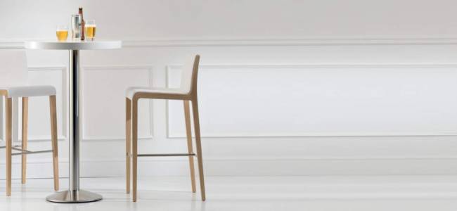 Стул деревянный барный мягкий Young беленый дуб 410х525х1015 мм