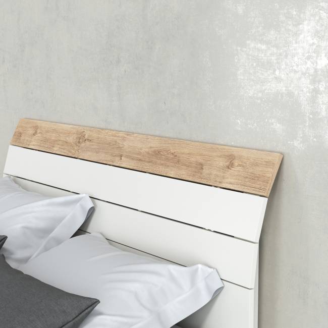 Прикроватная тумба Муссон с кроватью 11.41 с основанием 1600 и TV-тумбой 13.276 цвет белый/чёрный/дуб эндгрейн элегантный