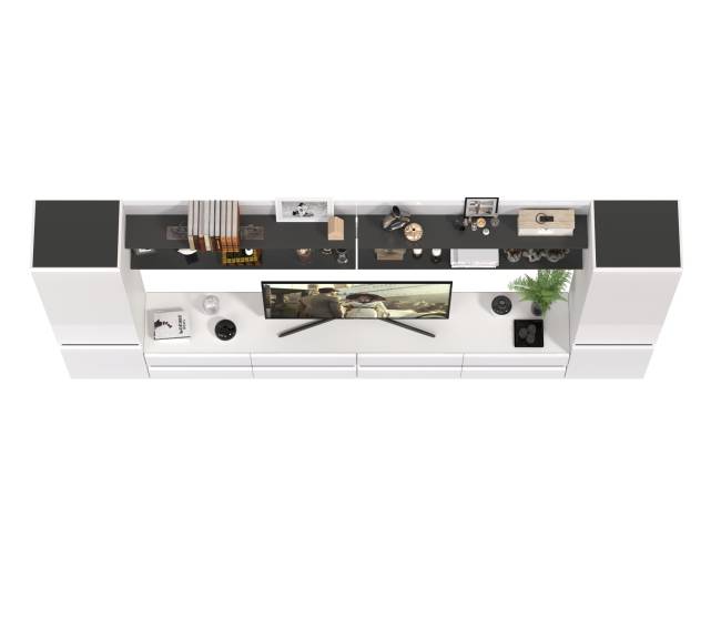 Сидней мебель в гостиную модульная № 121 цвет белый/чёрный/МДФ белый глянец