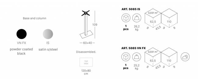 Подстолье металлическое барное Tiffany черный 600х400х1090 мм