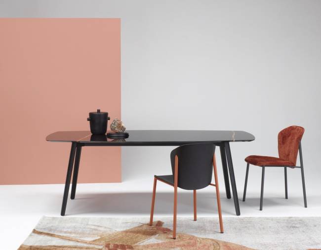 Стол мраморный Squid M черный, черный мрамор Сахара Нуар 2090х1080х740 мм