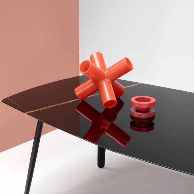 Стол мраморный Squid M черный, черный мрамор Сахара Нуар 2090х1080х740 мм