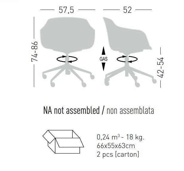 Кресло офисное пластиковое Dame O5R 575х520х740-860 мм Кресло офисное пластиковое Dame O5R 575х520х740-860 мм