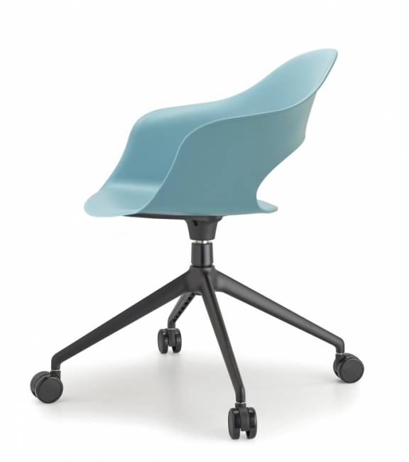 Кресло офисное пластиковое Lady B черный, голубой 570х650х820 мм