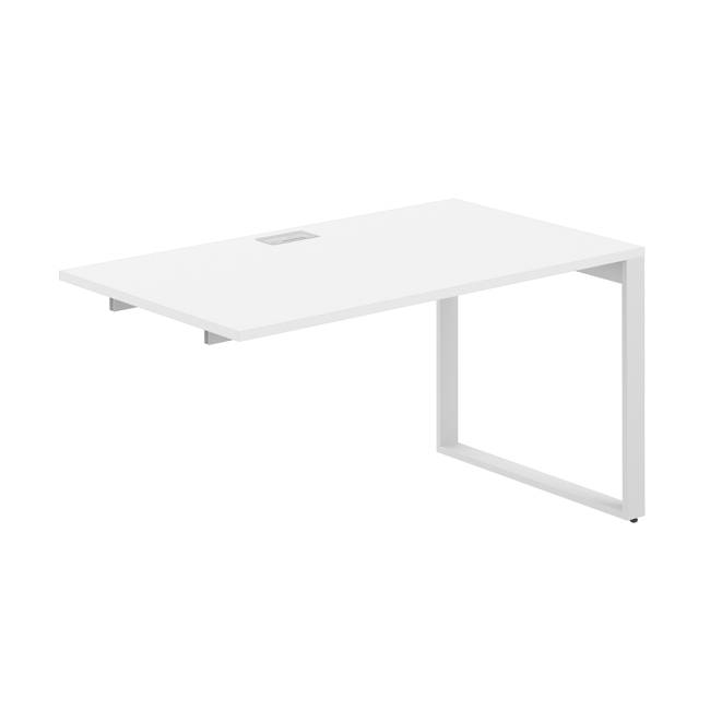 AG.188.WH.L.72.WH / Секция рабочей станции 1400х800х750 / профиль О-образный: 70х20 белый; лючок: серебро; столешница: белый