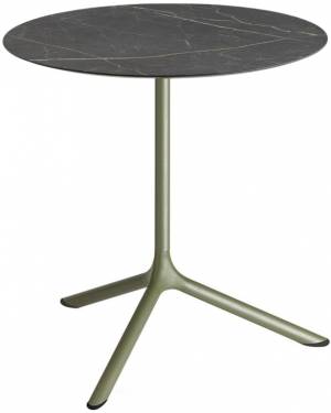Стол ламинированный обеденный Tripe Maxi оливковый, черный мрамор Сахара Ø800х740 мм