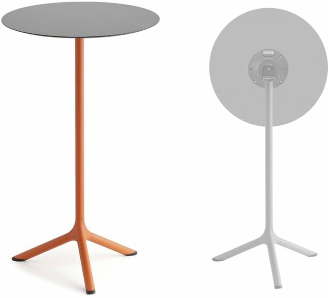 Стол ламинированный барный складной Tripe Folding терракотовый, светло-серый Ø600х1100 мм