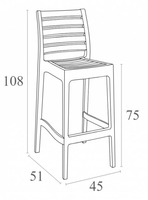 Стул пластиковый барный Ares Bar 75 темно-серый 450х510х1080 мм Стул пластиковый барный Ares Bar 75 темно-серый 450х510х1080 мм