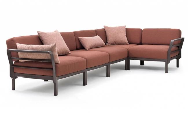 Модуль правый/левый пластиковый с подушками Maximo Elemento Terminale DX/SX терра, корица 930х940х790 мм