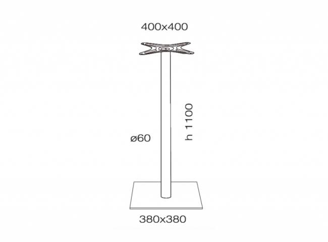 Подстолье металлическое барное Modus 380х380х1100 мм Подстолье металлическое барное Modus 380х380х1100 мм