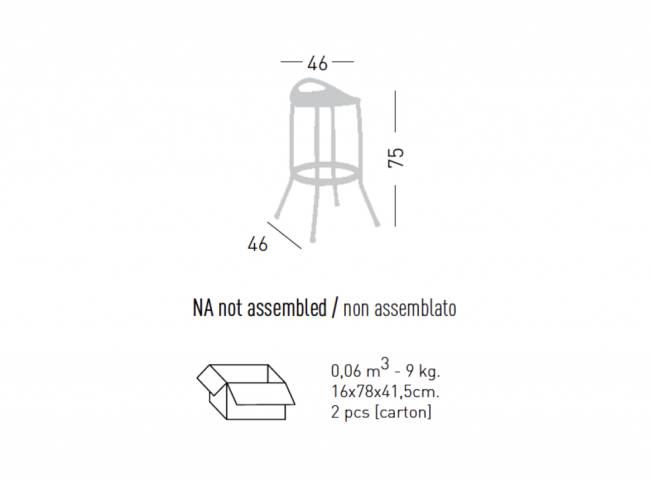 Стул пластиковый барный Max H75 460х460х750 мм