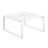AG.149.WH.L.72.WH  / Рабочая станция 3200х1638х750  / профиль О-образный: 70х20 белый; лючок: серебро; столешница: белый