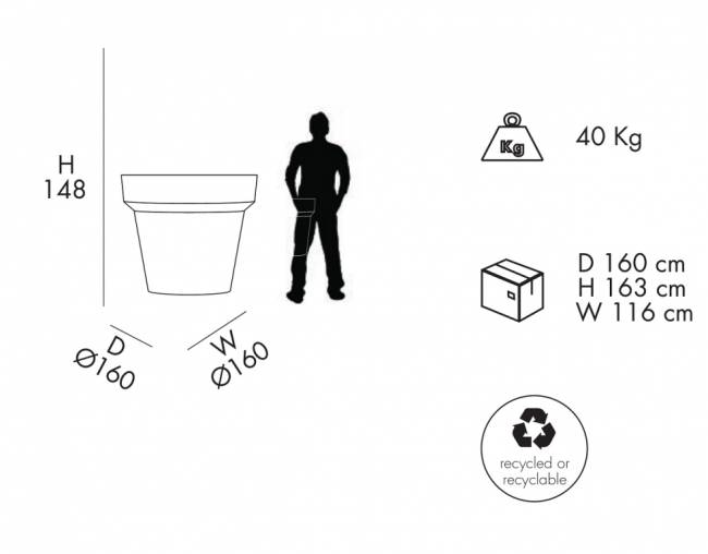 Кашпо пластиковое Pot XL вишневый Ø1600х1480 мм Кашпо пластиковое Pot XL вишневый Ø1600х1480 мм