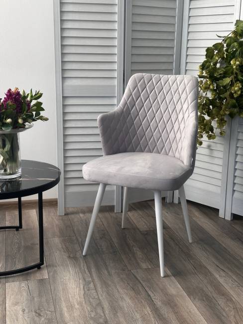 Стул HERMAN 360 град. BM-4 СВЕТЛО-СЕРЫЙ, велюр / белый каркас М-City