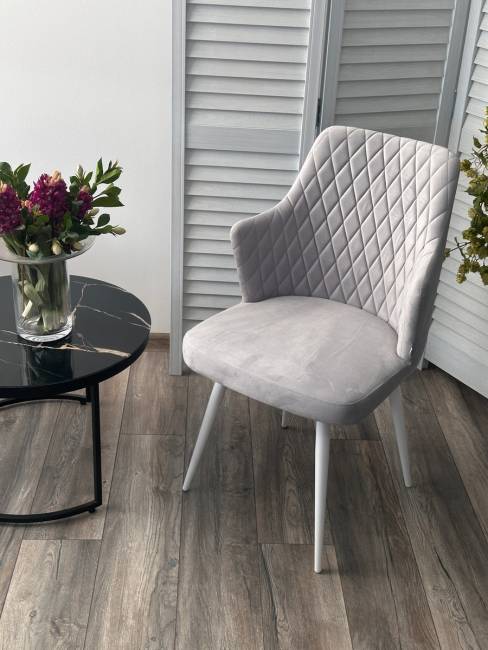 Стул HERMAN 360 град. BM-4 СВЕТЛО-СЕРЫЙ, велюр / белый каркас М-City