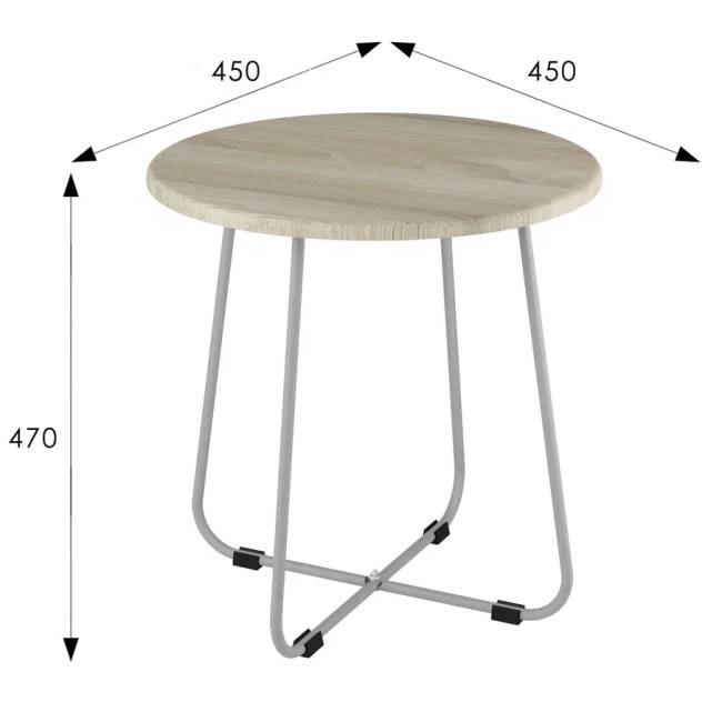 Стол журнальный BeautyStyle 14 дуб сонома/металик	