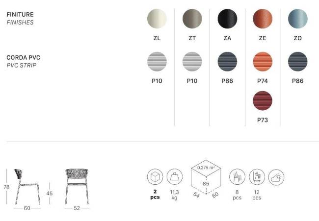 Стул плетеный Lisa Club голубой, графит 520х600х780 мм Стул плетеный Lisa Club голубой, графит 520х600х780 мм