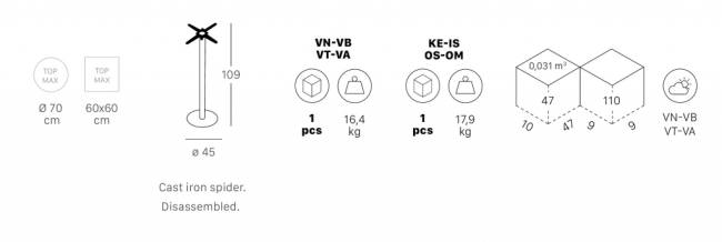 Подстолье металлическое барное Tiffany кортен Ø450х1090 мм