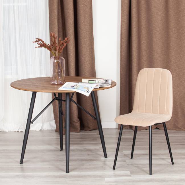 Стул ARC  Велюр/металл , 46 х 52 х 88 см, бежевый/черный (Комплект из 4 шт.) бежевый Велюр/металл