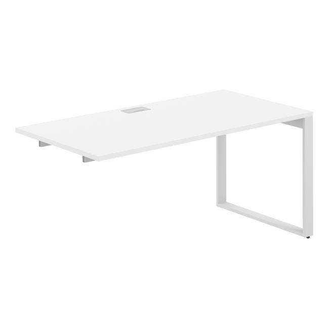 AG.189.WH.L.72.WH / Секция рабочей станции 1600х800х750 / профиль О-образный: 70х20 белый; лючок: серебро; столешница: белый