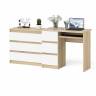 Стол компьютерный с тумбой МС-6 левый с комодом на три ящика МК800 Мори цвет дуб сонома/белый