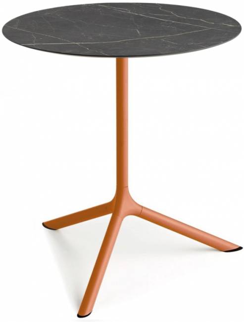 Стол ламинированный обеденный Tripe Maxi терракотовый, черный мрамор Сахара Ø800х740 мм