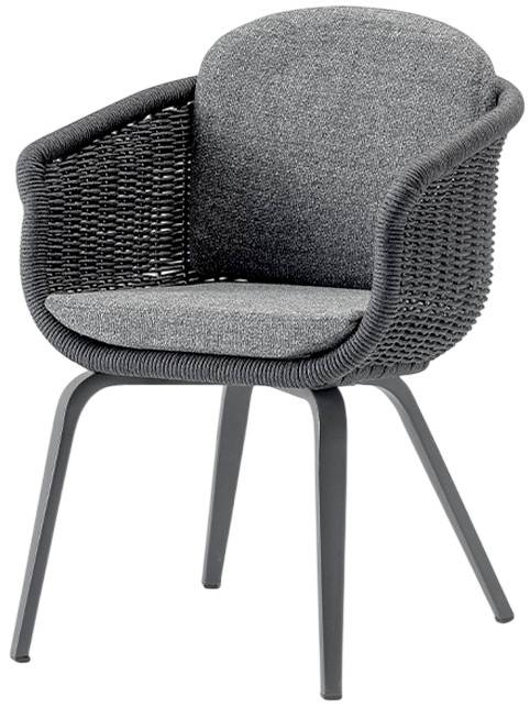 Кресло плетеное с подушками Melrose антрацит, темно-серый, угольный 630х580х770 мм