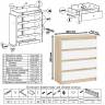 Комод Мори четыре ящика МК800.4 с письменным столом с навесной полкой на 1200 цвет дуб сонома/белый