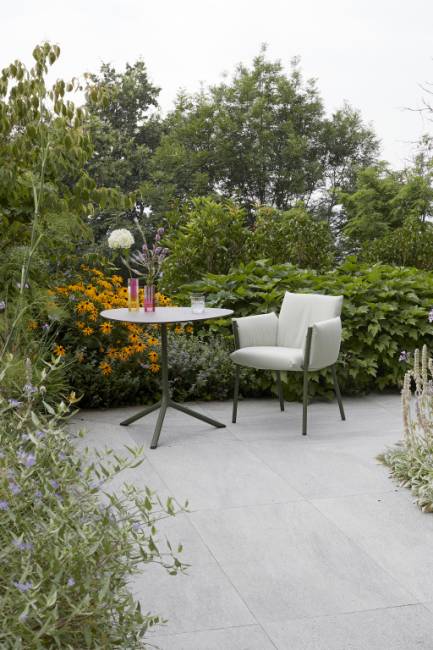 Стол ламинированный обеденный Tripe Maxi оливковый, каменный 830х830х740 мм