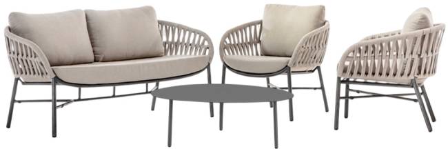 Комплект плетеной мебели Tahiti антрацит, серый, тортора Комплект плетеной мебели Tahiti антрацит, серый, тортора