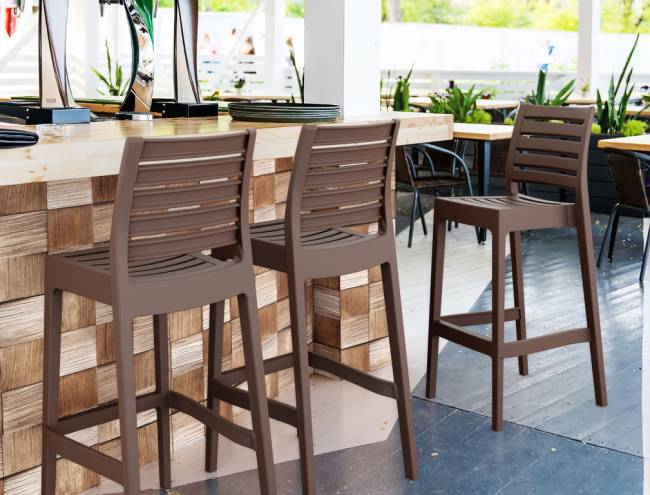 Стул пластиковый барный Ares Bar 75 коричневый 450х510х1080 мм Стул пластиковый барный Ares Bar 75 коричневый 450х510х1080 мм