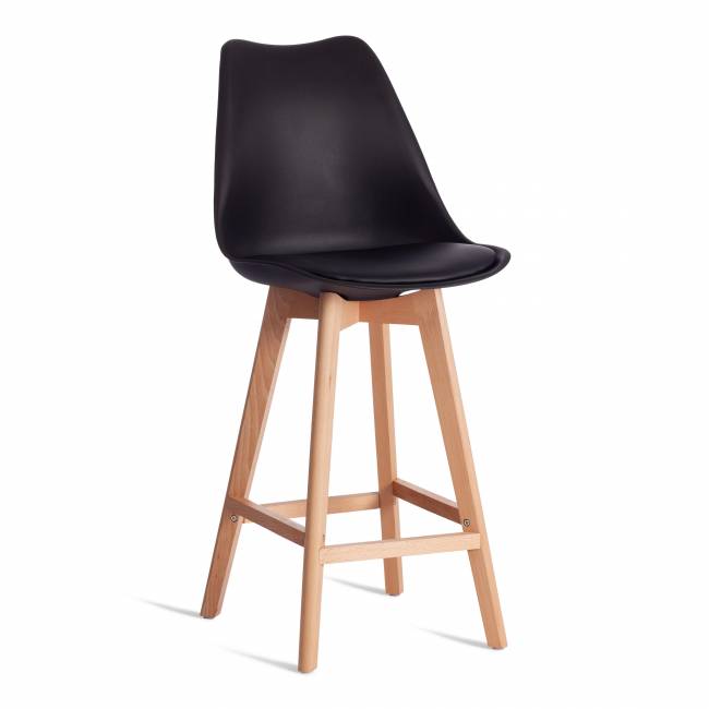 Стул барный TULIP BAR (mod. C1014H-1) / 1 шт. в упаковке пластик/дерево, 42 х 47,5 х 104 см, Black (Черный) 3010/ натуральный Black (Черный) 3010/ натуральный пластик/дерево