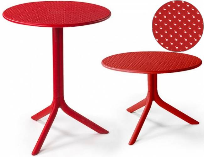 Стол пластиковый обеденный Step + Step Mini красный Ø605х400-765 мм