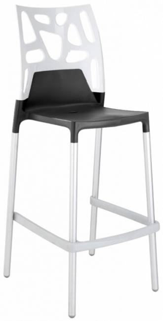 Стул пластиковый барный Ego-Rock Bar сатинированный алюминий, антрацит матовый, черный 480х540х1130 мм