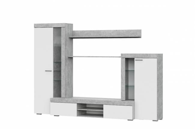 Комплект мебели для гостиной "МГС 5", цемент светлый, белый 