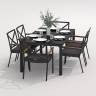 Обеденная группа CANA FESTA каркас карбон / стол стекло 180 / ткань антрацит Обеденная группа CANA FESTA каркас карбон / стол стекло 180 / ткань антрацит