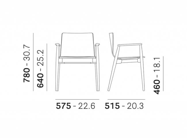 Кресло деревянное Malmo беленый ясень 575х515х780 мм