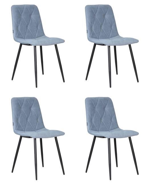 Набор 4 шт Стул обеденный DOBRIN CHILLY ROMBO, Серо-голубой Simple 26, основание черное