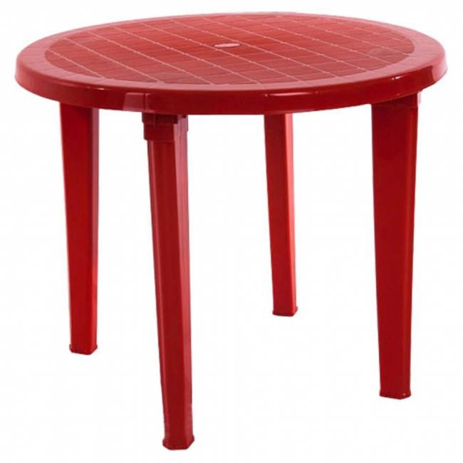 Пластиковый круглый стол и стулья