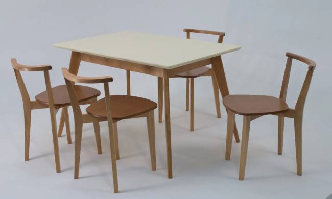 Стол Сканди 120 натур/слоновая кость со стульями Франк натур