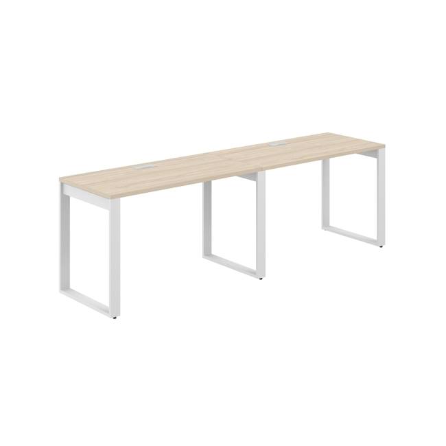 AG.171.AR.L.72.WH / Рабочая станция s-b-s 2400х600х750 / профиль О-образный: 70х20 белый; лючок: серебро; столешница: акация равелло