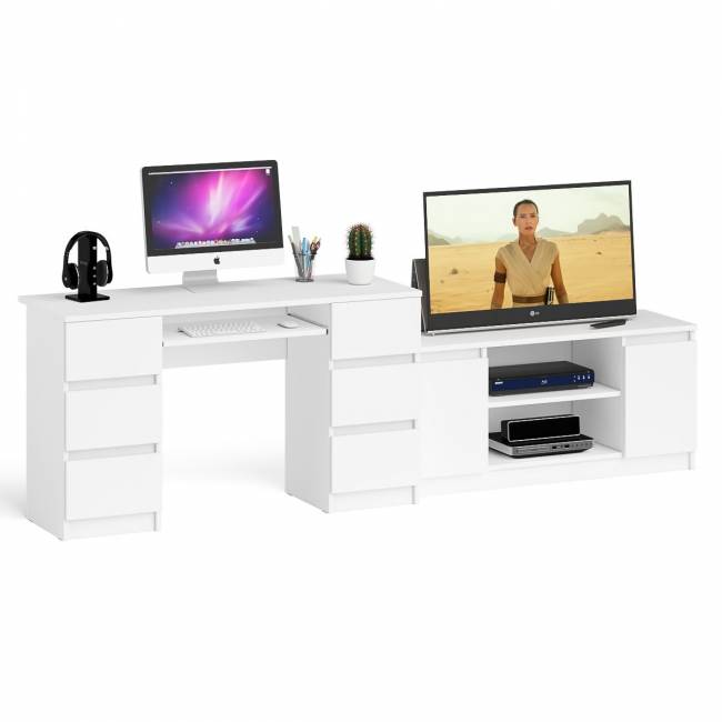 Тумба Мори МТВ1200.1 и двухтумбовый стол компьютерный МС-2 цвет белый