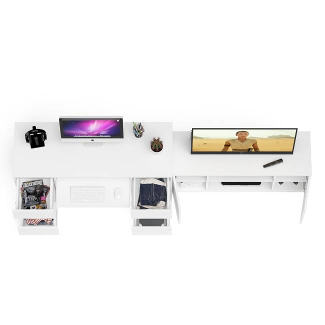 Тумба Мори МТВ1200.1 и двухтумбовый стол компьютерный МС-2 цвет белый