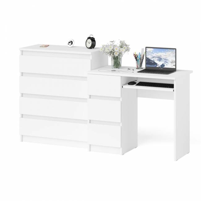 Стол компьютерный МС-6 левый с комодом МК800.4 Мори цвет белый