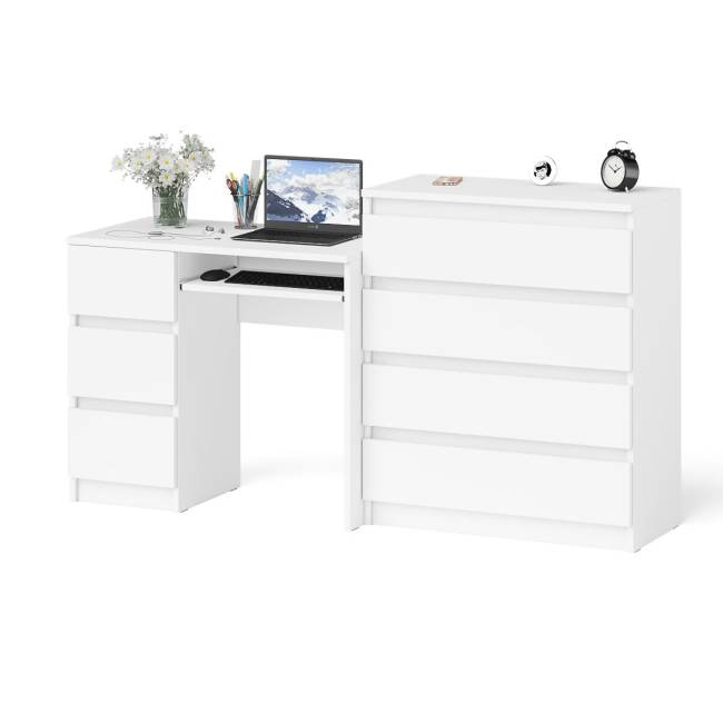 Стол компьютерный МС-6 левый с комодом МК800.4 Мори цвет белый
