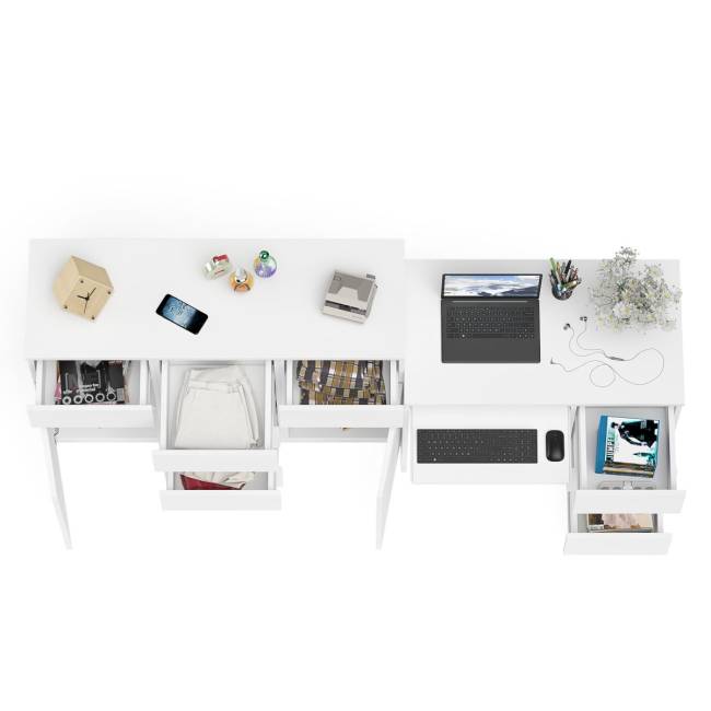 Комод-тумба Мори 1200 и компьютерный стол Мори МС-6 правый цвет белый