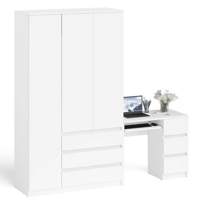 Стол компьютерный МС-6 правый и шкаф-комод с дверкой МШ-1200-1 Мори цвет белый