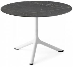 Столик ламинированный кофейный Tripe белый, черный мрамор Сахара Ø700х510 мм