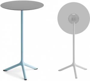 Стол ламинированный барный складной Tripe Folding голубой, светло-серый Ø600х1100 мм